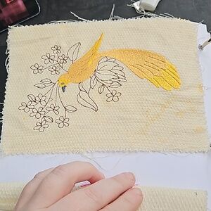 Handmade machine embroidery bird patch
